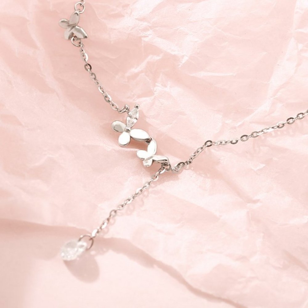 NEW Sterling Silver Diamond Butterfly Necklace - Picture 11 of 15